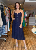 Load image into Gallery viewer, Lisa Navy Midi Dress
