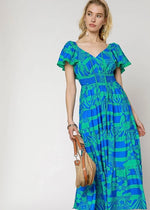 Load image into Gallery viewer, Melanie Blue &amp; Mint Maxi Dress
