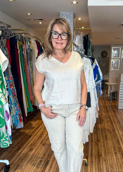 Lisa Linen Short Sleeve Top