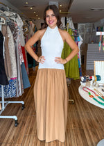 Load image into Gallery viewer, Izzy Ivory &amp; Camel Maxi Dress
