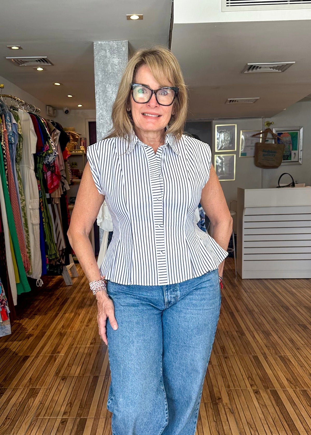Rachel Navy & White Stripe Top