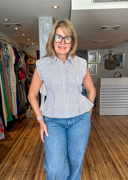 Rachel Navy & White Stripe Top