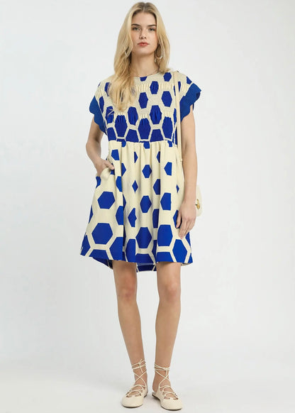 Olivia Ocean Print Short Dress
