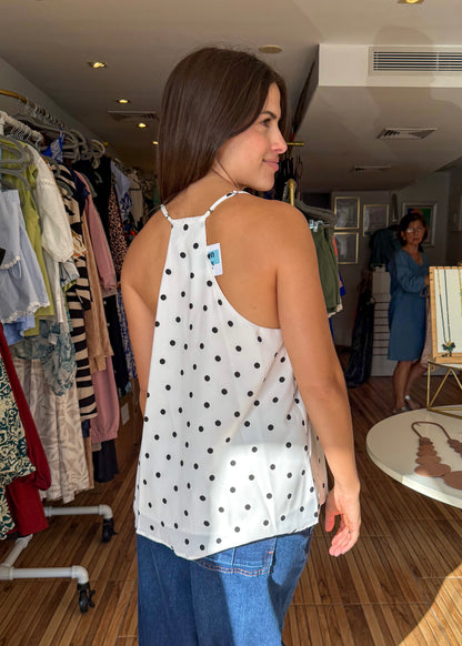 Melissa White & Black Polkadot Top