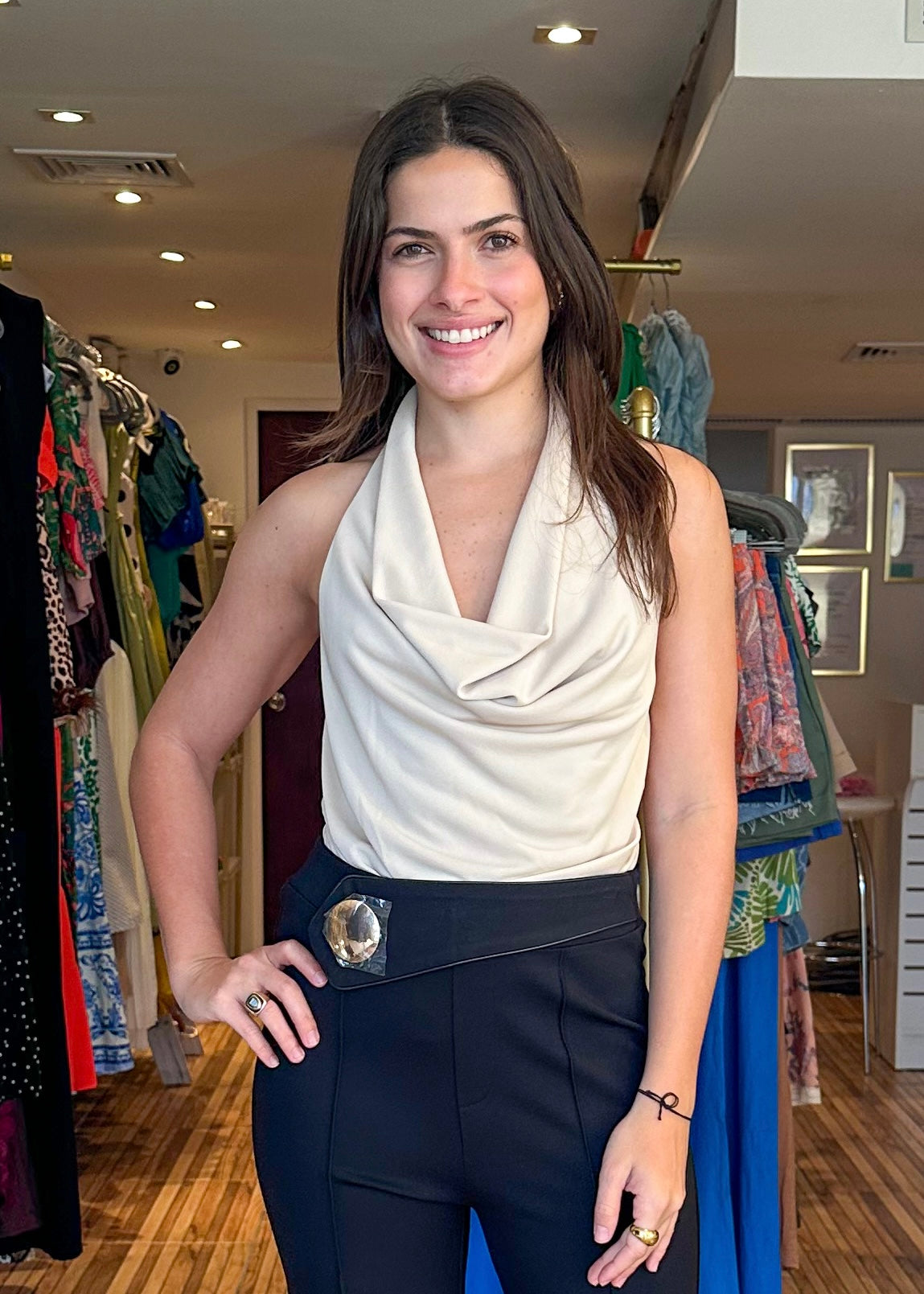 Izzy Ivory Cowl Neck Top