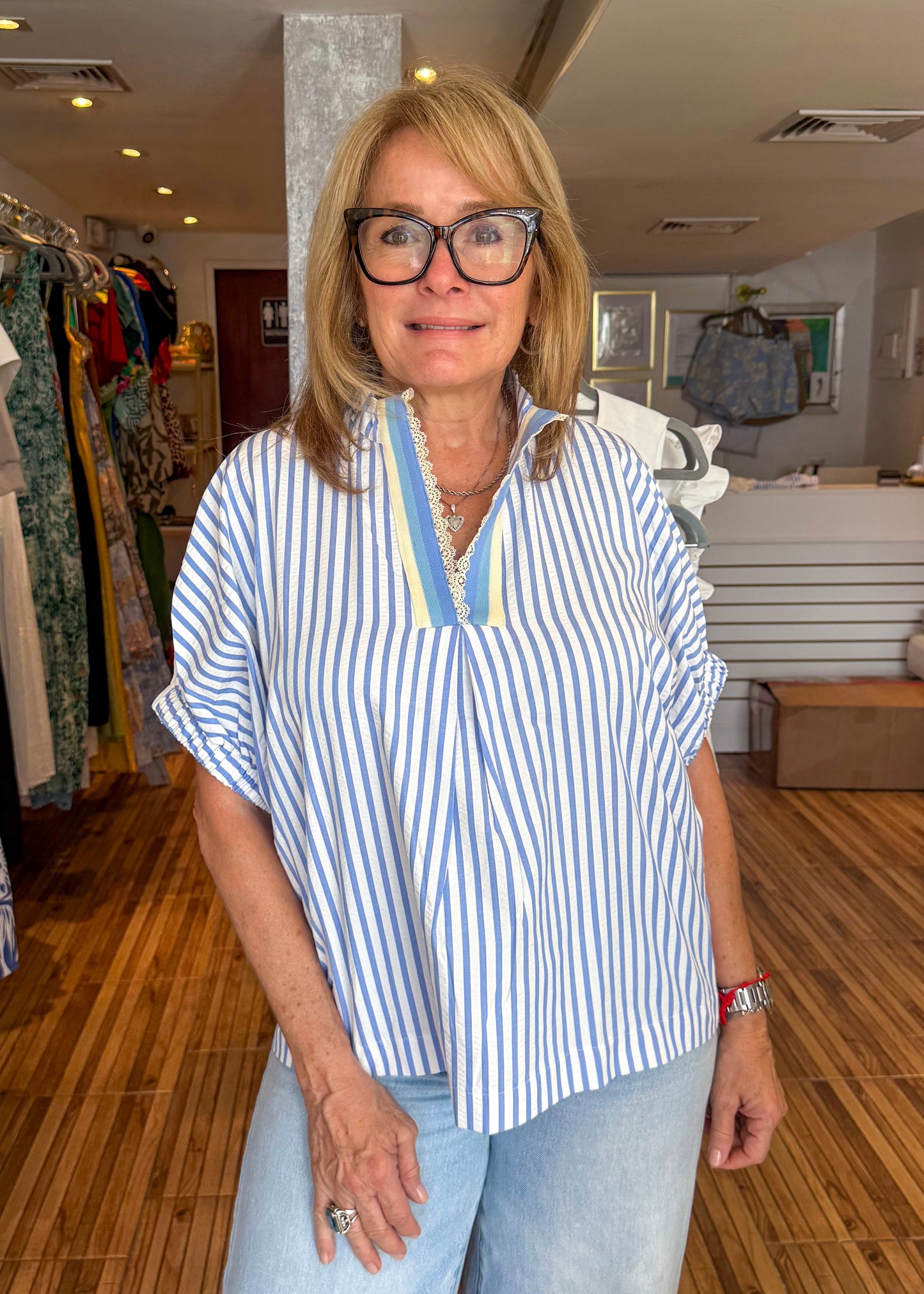 Lisa Blue Stripe Top