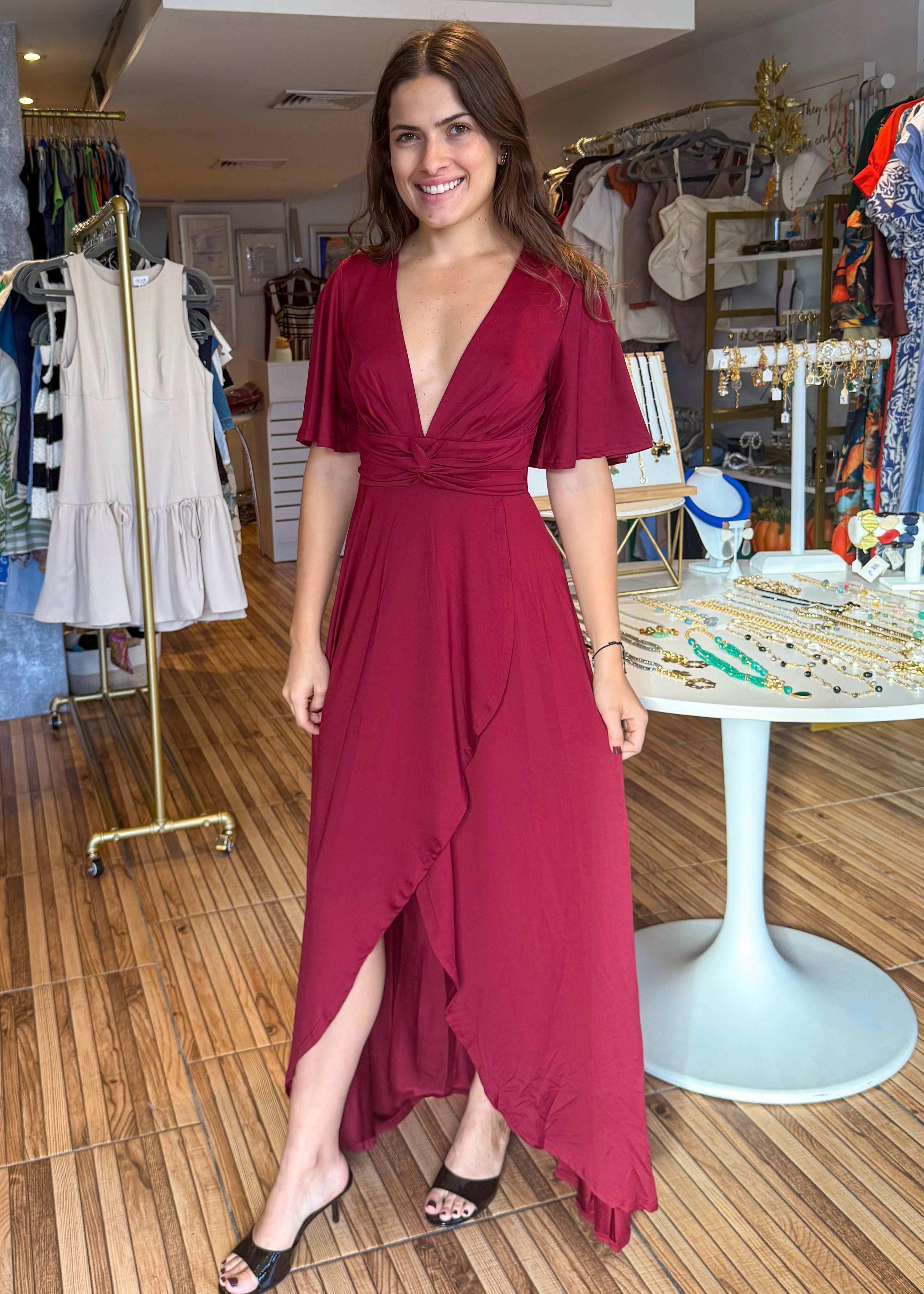 Bianca Burgundy Maxi Dress