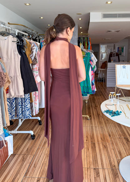 Lauren Brown Maxi Dress ￼