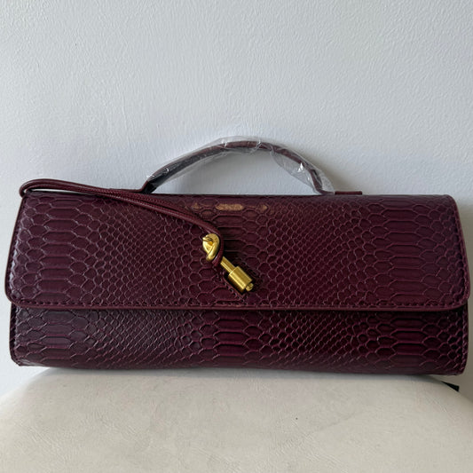 Burgundy Patent Leather Clutch