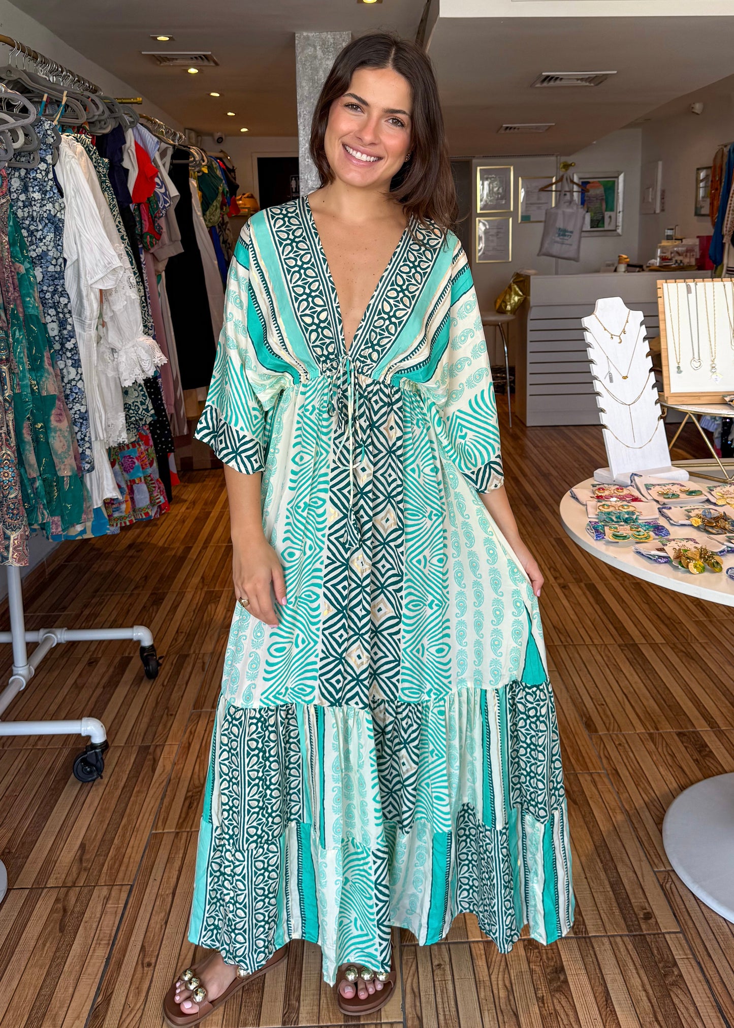 Valeria Turquoise Mix Maxi Dress