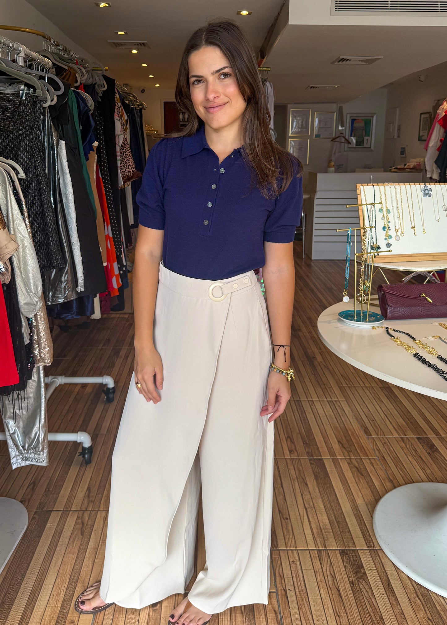 Kiara Ivory Wrap Around Pants