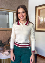 Load image into Gallery viewer, Ciara Cream &amp; Burgundy Sweater
