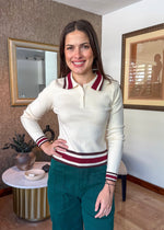 Load image into Gallery viewer, Ciara Cream &amp; Burgundy Sweater
