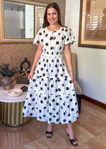 Load image into Gallery viewer, Olivia Off White Polka Dot Maxi Dress
