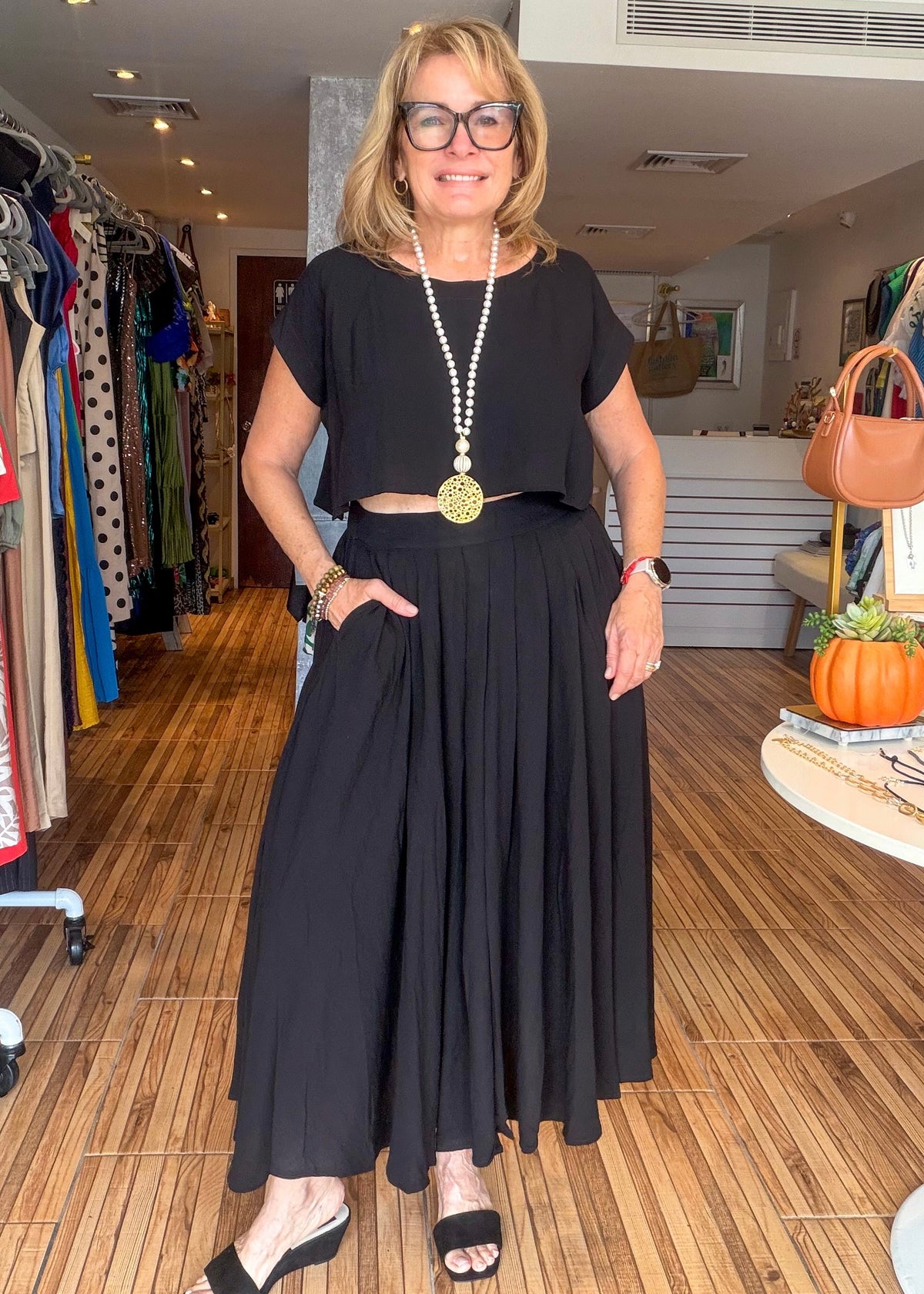 Brianna Black Skirt Set