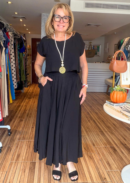 Brianna Black Skirt Set