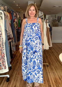 Carole Blue Print Maxi Dress