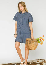 Load image into Gallery viewer, Nidia Navy Stripe Short Dress
