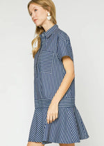 Load image into Gallery viewer, Nidia Navy Stripe Short Dress
