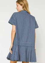 Load image into Gallery viewer, Nidia Navy Stripe Short Dress
