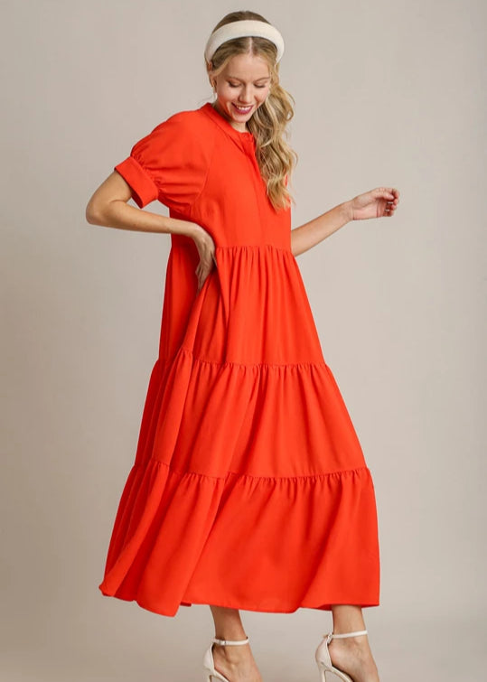Nicole Orange Red Maxi Dress