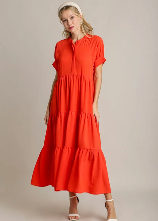 Nicole Orange Red Maxi Dress