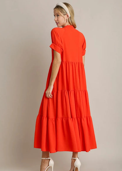 Nicole Orange Red Maxi Dress