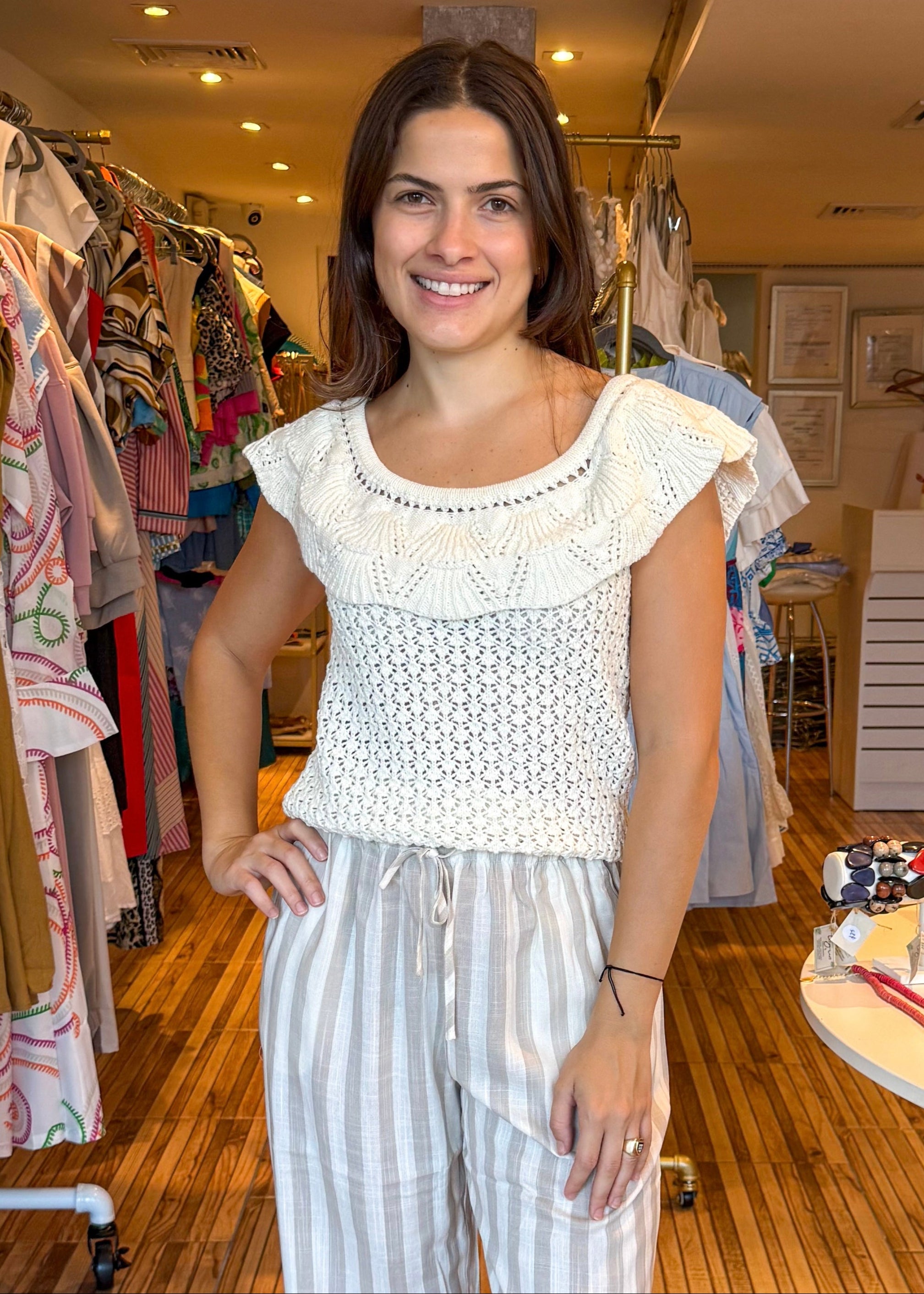Ana Cream Crochet Top