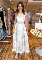 Load image into Gallery viewer, Miranda Ivory Polkadot Maxi Dress
