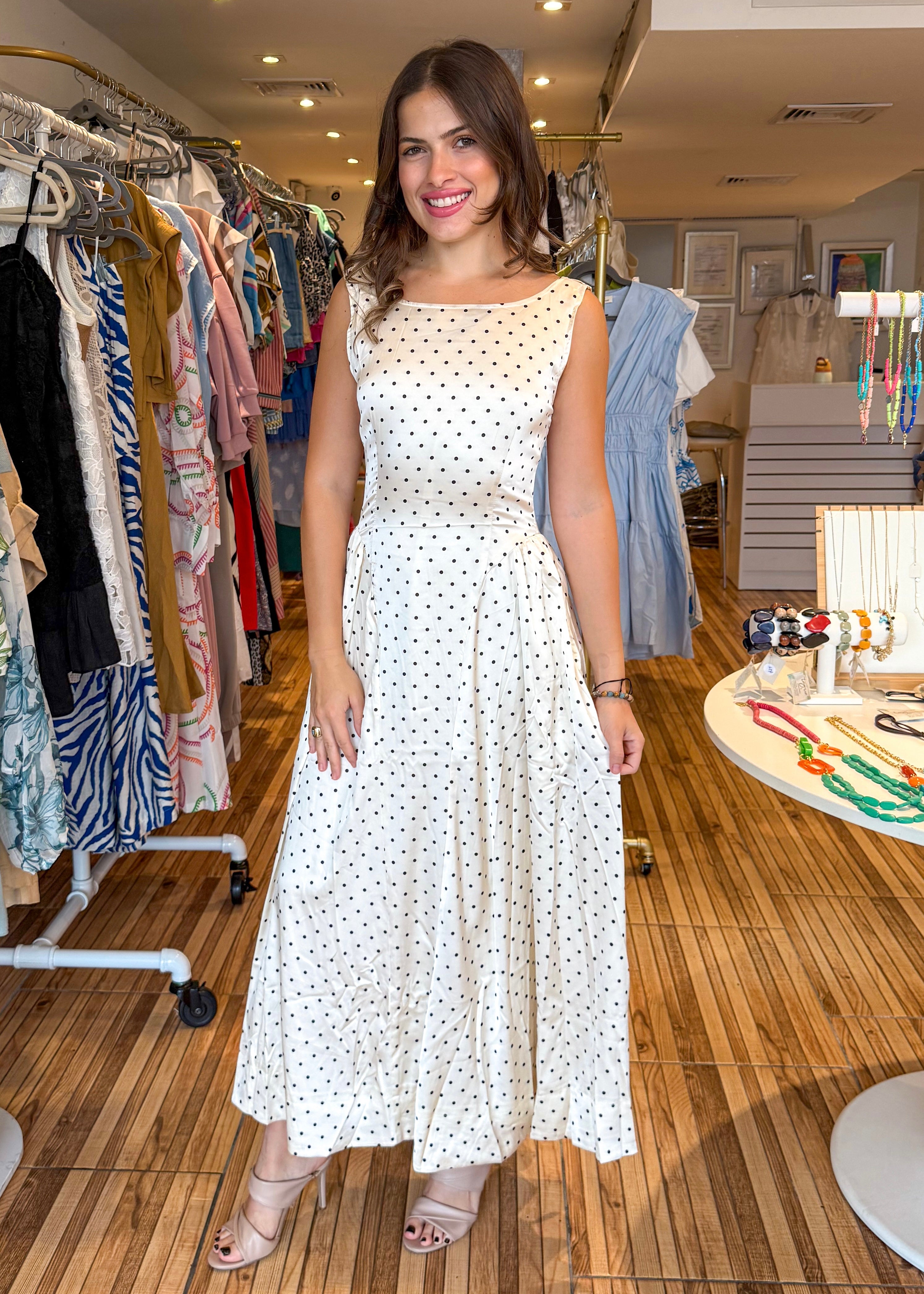Miranda Ivory Polkadot Maxi Dress