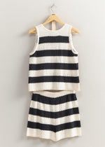 Load image into Gallery viewer, The Sun Is Out, So Slip Into This Set And Head Out. Covered In A Striped Pattern, The Sweater Top Has A V-Neckline With A Sleeveless Bodice That Has A Relaxed Fit. The Matching Shorts Have A Drawstring Waist And A Flowy Silhouette.
