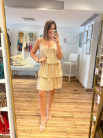 Load image into Gallery viewer, “Lola” Gold Tiered Short Dress
