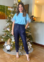 Load image into Gallery viewer, “Janice” Blue Sequin Joggers
